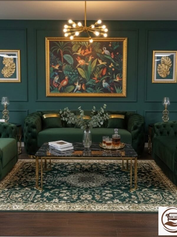 6 Seater Chesterfield Green Sofa