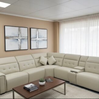 Cream Silicon Leather Sofa