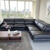 Drake Black 5 Seater Genuine Leather  sofa