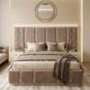 Blush king size bed with bedsides