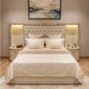 Beige Chesterfield Queen bed with bedsides