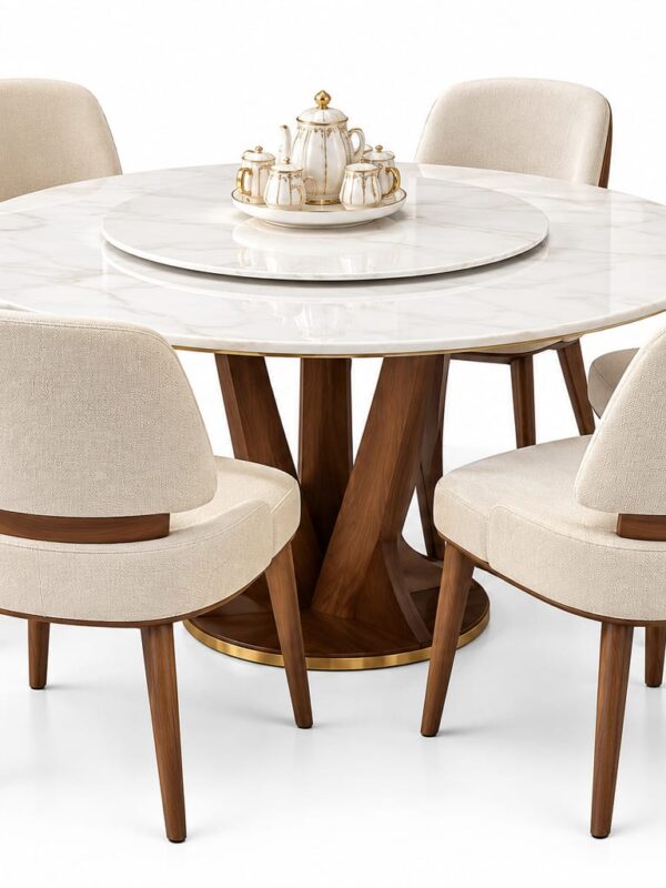 6 Seater Round Dining Table with Lazy Susan